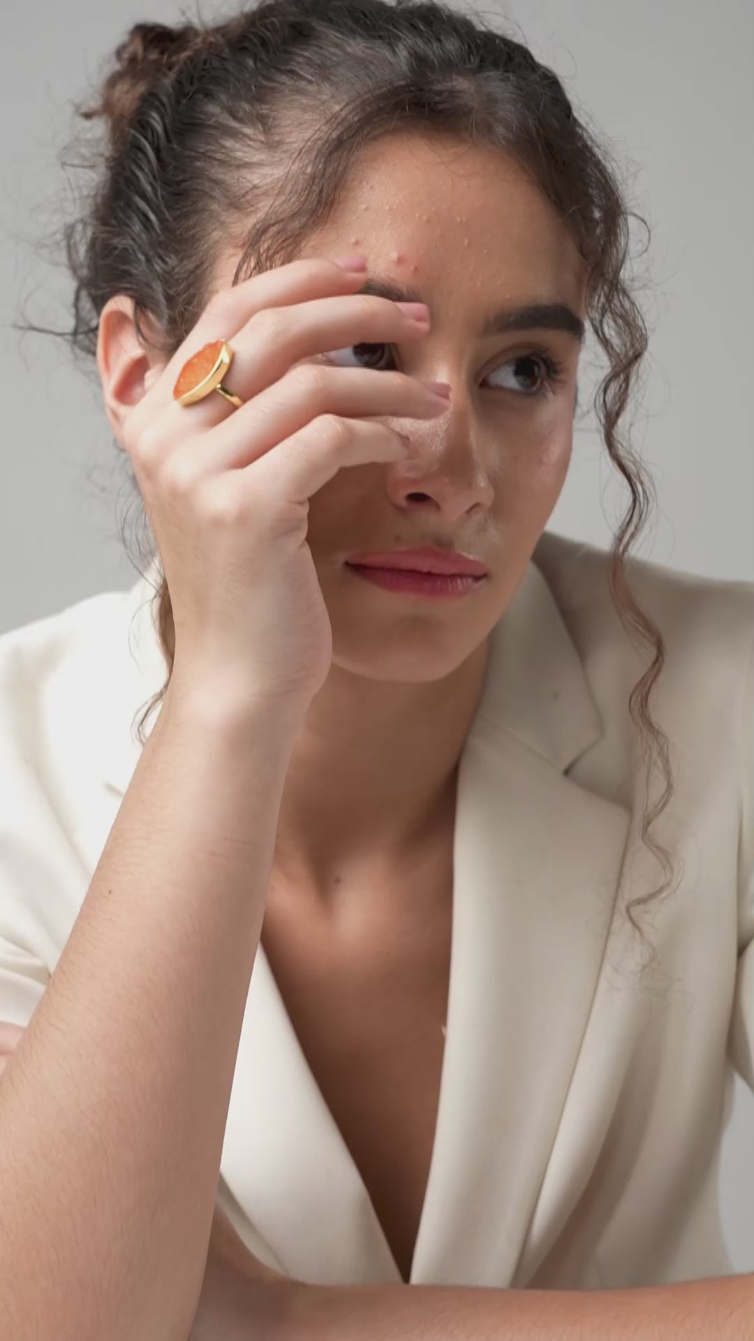 Royal Solar Druzy Brass Orange Ring
