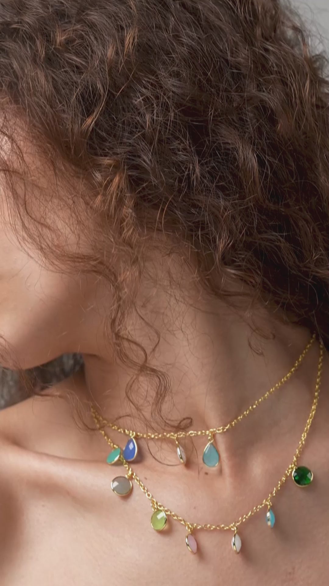 92.5 Sterling Silver Apatite- Emerald Dual layer Necklace