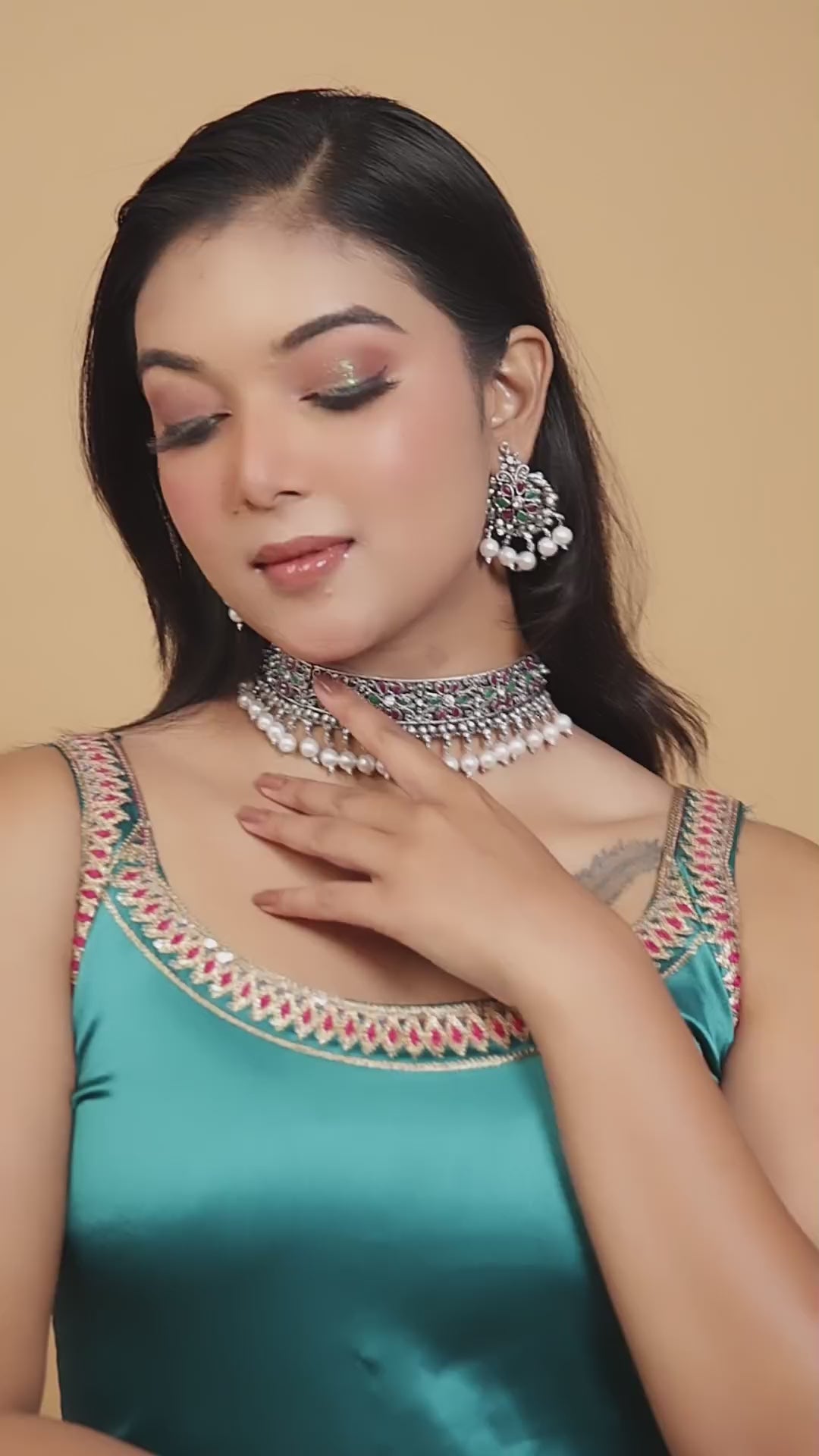 Oxidised Silver Plated Necklace Set