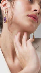 Eccentric Amethyst Purple Stone Earrings