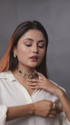 Whispering Stones Multicolor Choker Set with Round Earrings