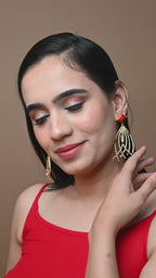 Square Stone waterfall Geometric Earrings-B