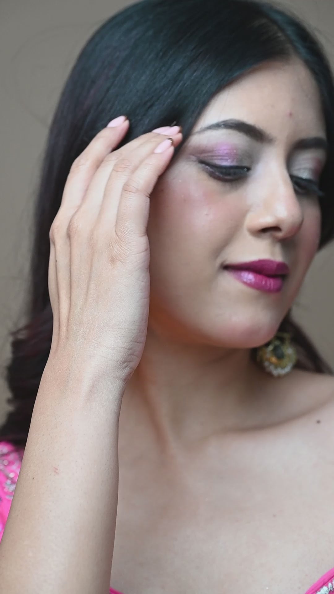 Golden Pentagen drop Stone hanging Earrings-G