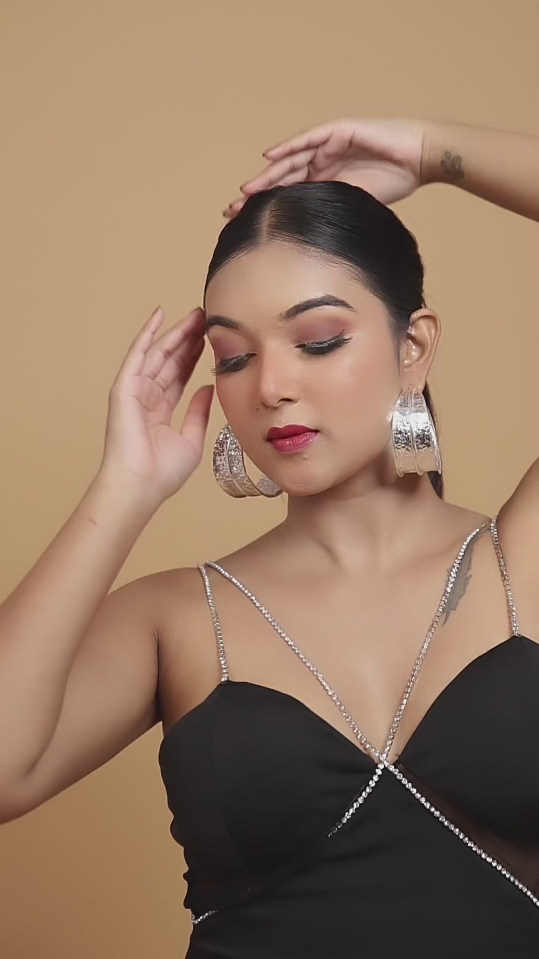 Textured Silver Plated Hoop Earrings