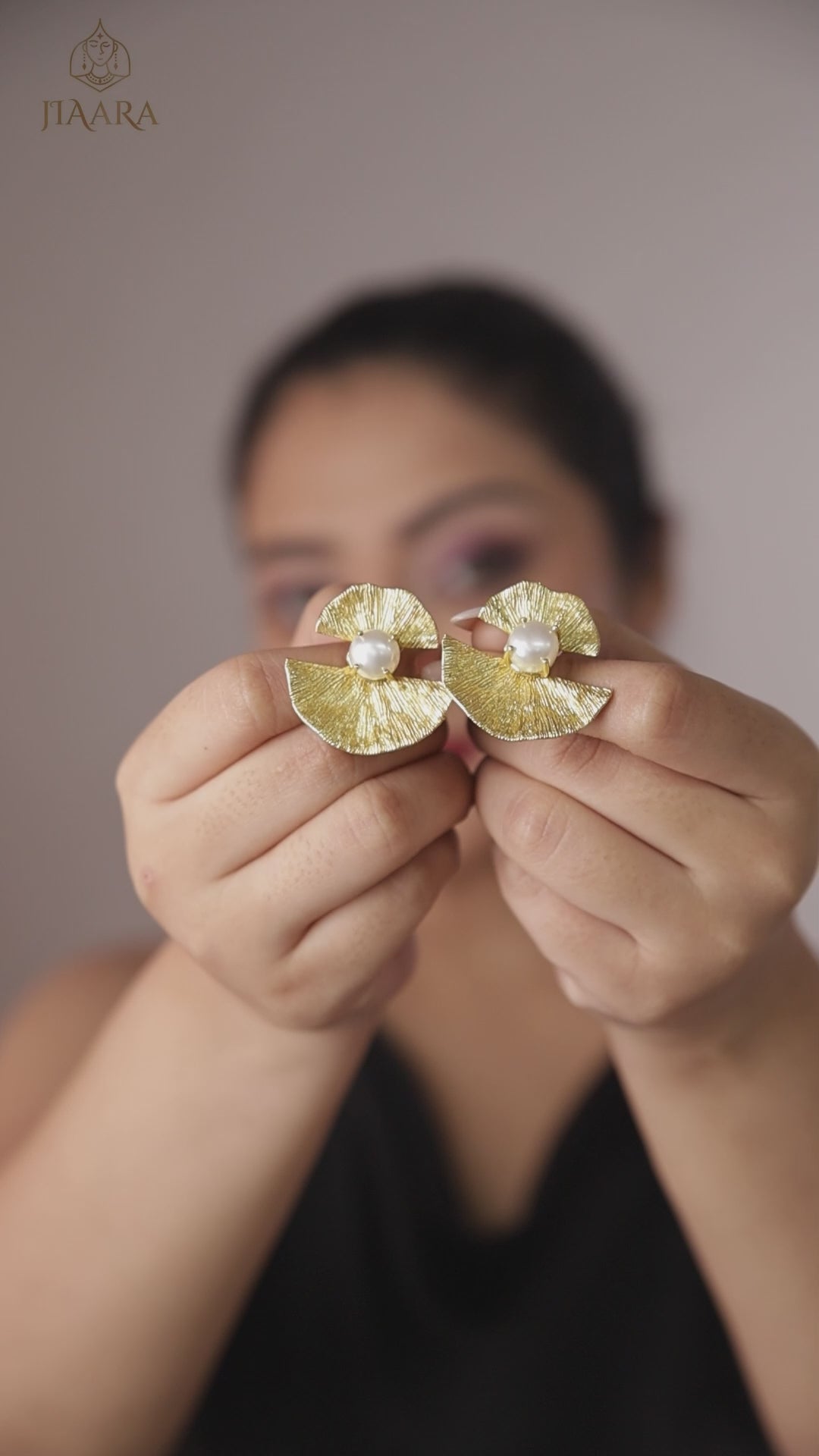 Pearl Studded Textured Bow Earrings