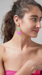 Solar Druzy Fuchsia Pink Statement Earrings