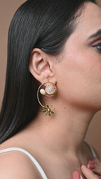 MOP- Stone Spiral Earrings-Pink