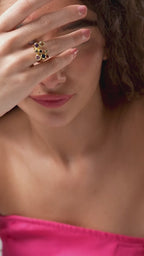 Multi Stone Geometric Ring