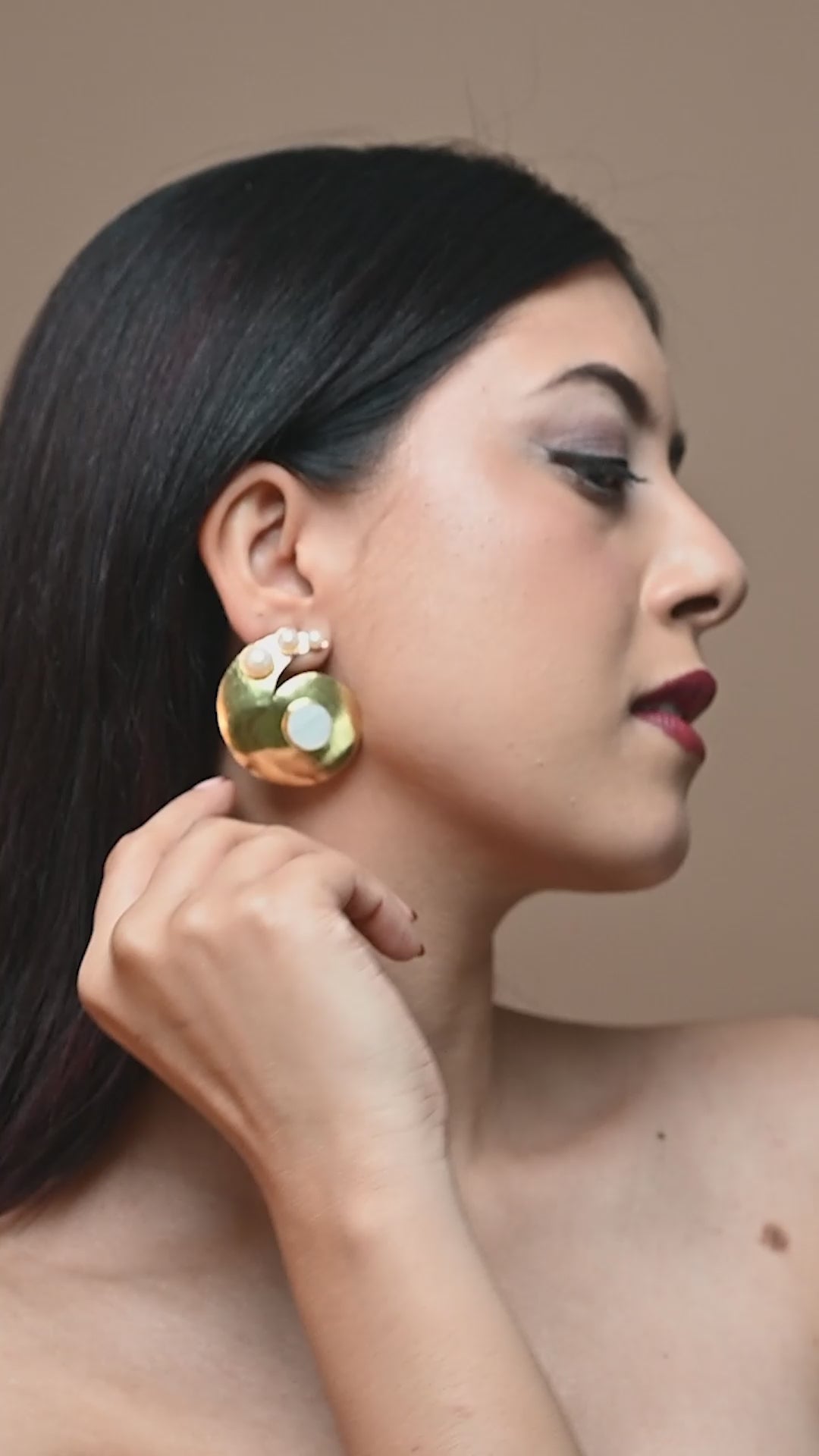 Tri pearl Seashell Earrings-B