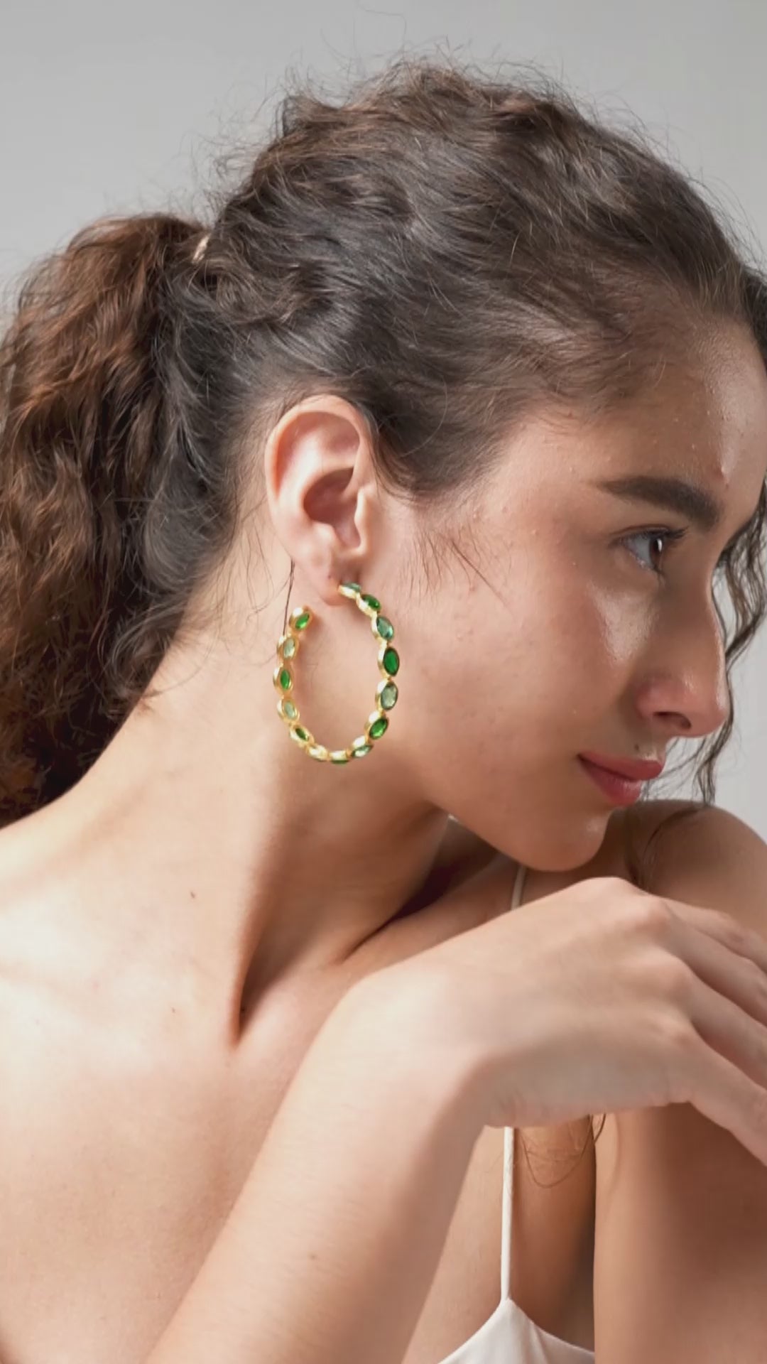 Apatite & Emerald Orbit Green Hoop Earrings
