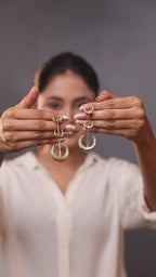 Textured Triple Half moon Shaped Earrings