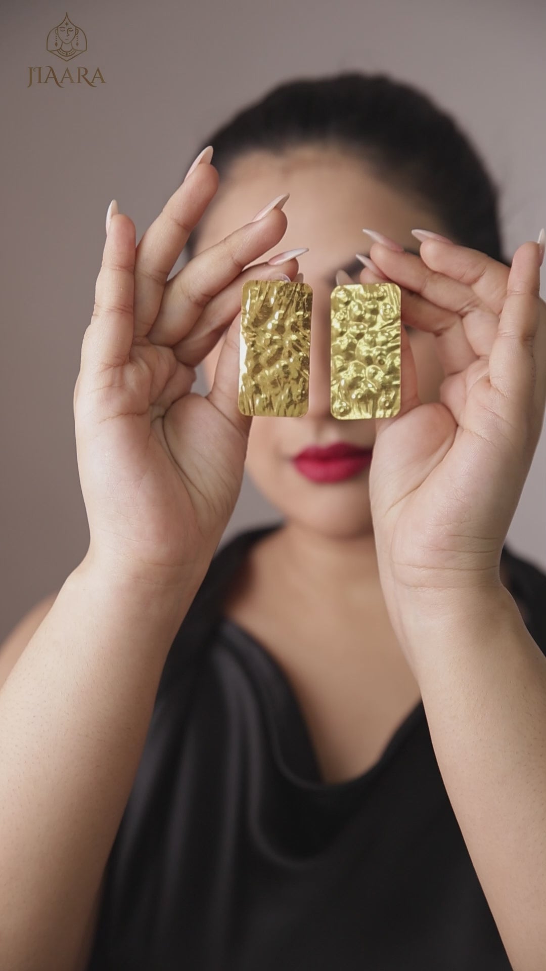 Gold Tone Textured Plate Earrings