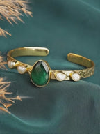Green Onyx Textured Cuff Bracelet