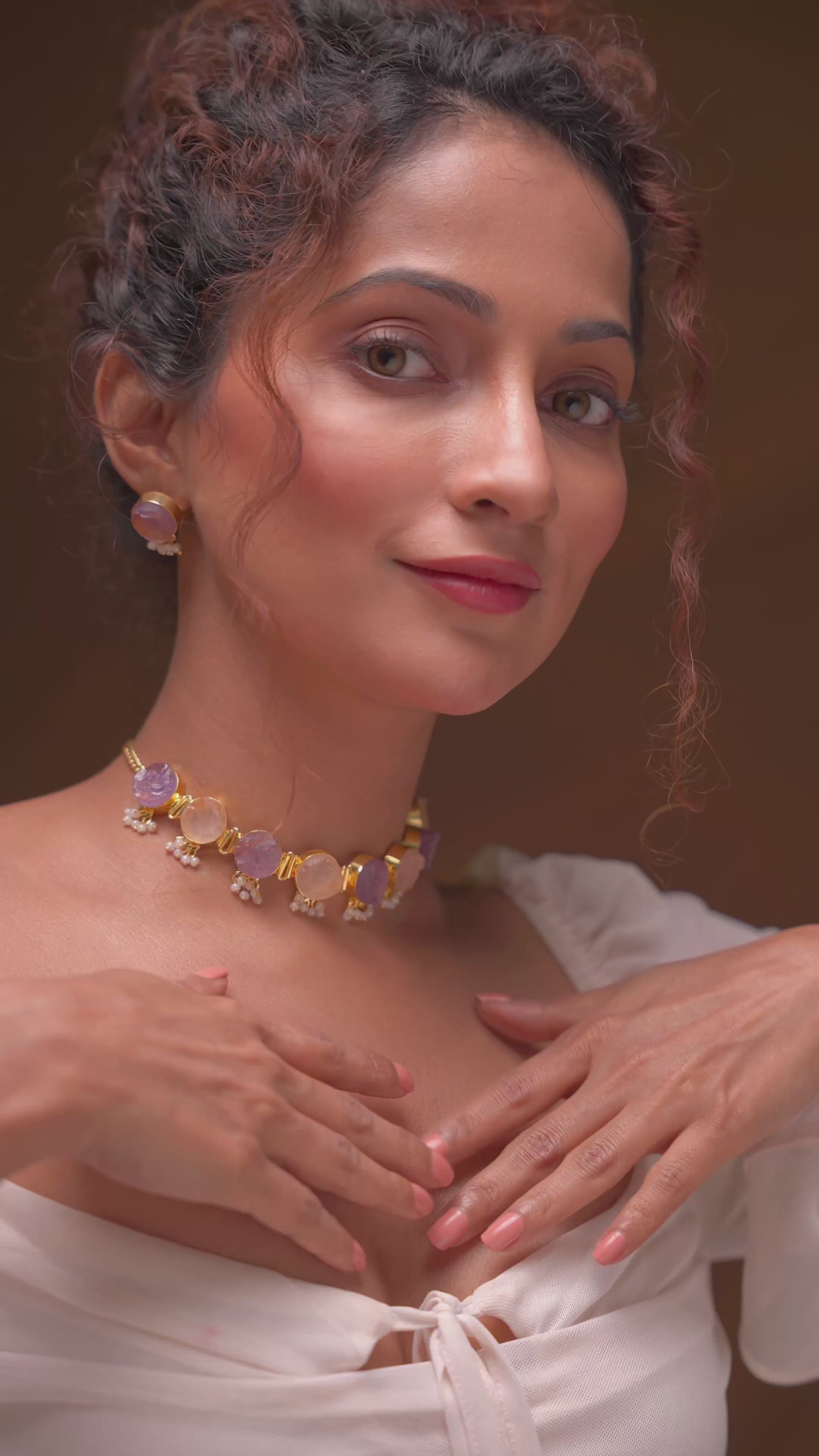 Whispering Stones Multicolor Choker Set -Pastel