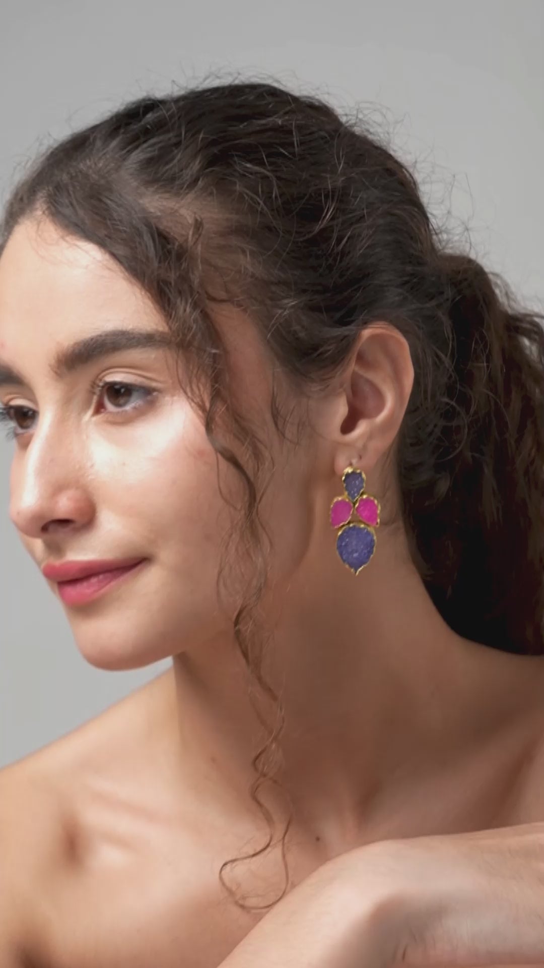Regal Baroque & Druzy Pink Floral Earrings