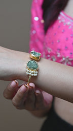 Dual Green Natural Stone Handcuff Bracelet