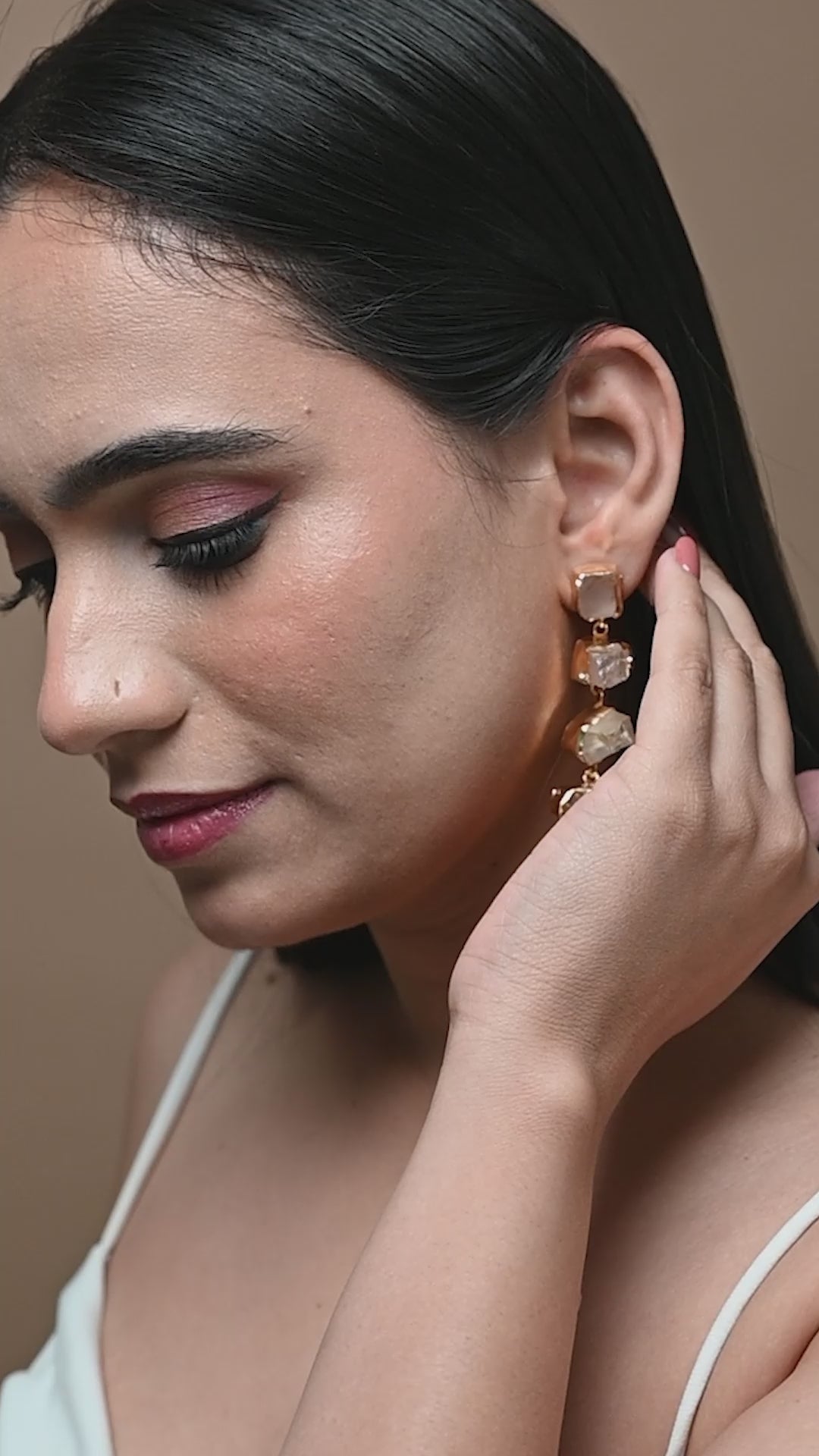 Penta Stone Asymmetric Earrings