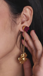 Stone & Flower Updown Earrings-R