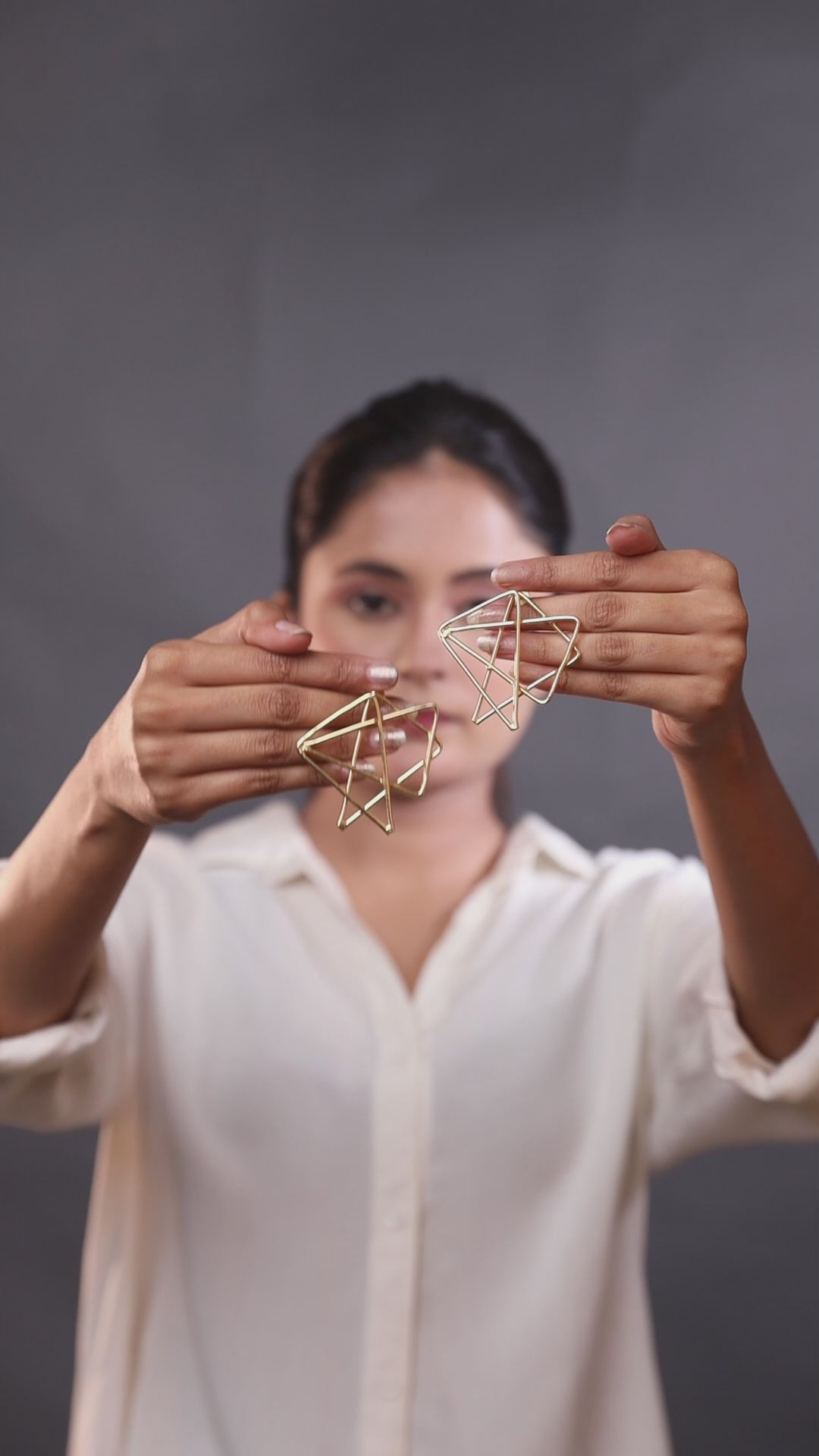 Multistar Geometric Brass Earrings