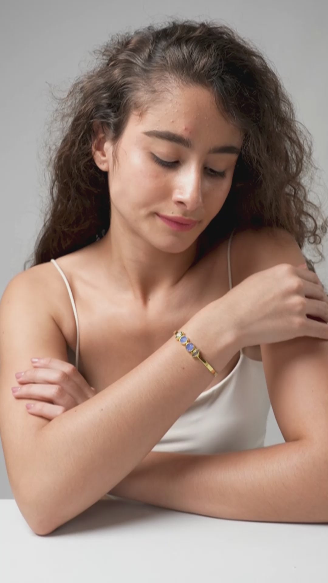 Solstice Royal Blue Solar Druzy & Crystal Cuff Bracelet