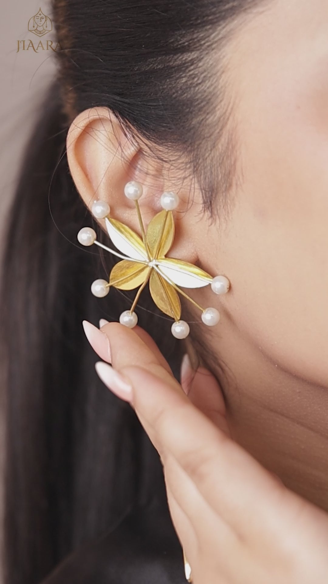 Lustrous Pearl studded Flower Earrings