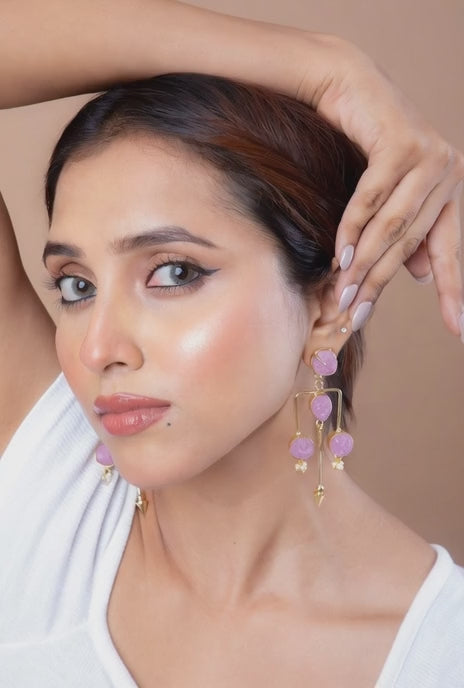 Stellar Chimes Stone Earrings- Peach