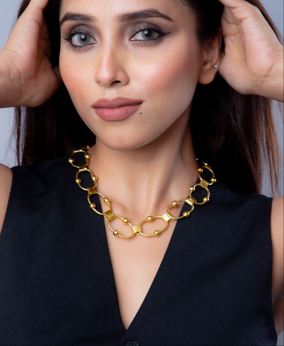 Radiant Brass Chainlink Necklace - Jiaarajewellery