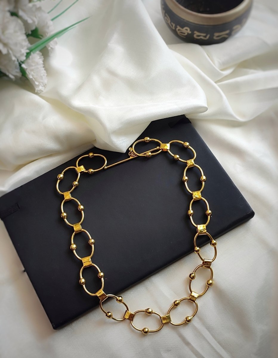 Radiant Brass Chainlink Necklace - Jiaarajewellery