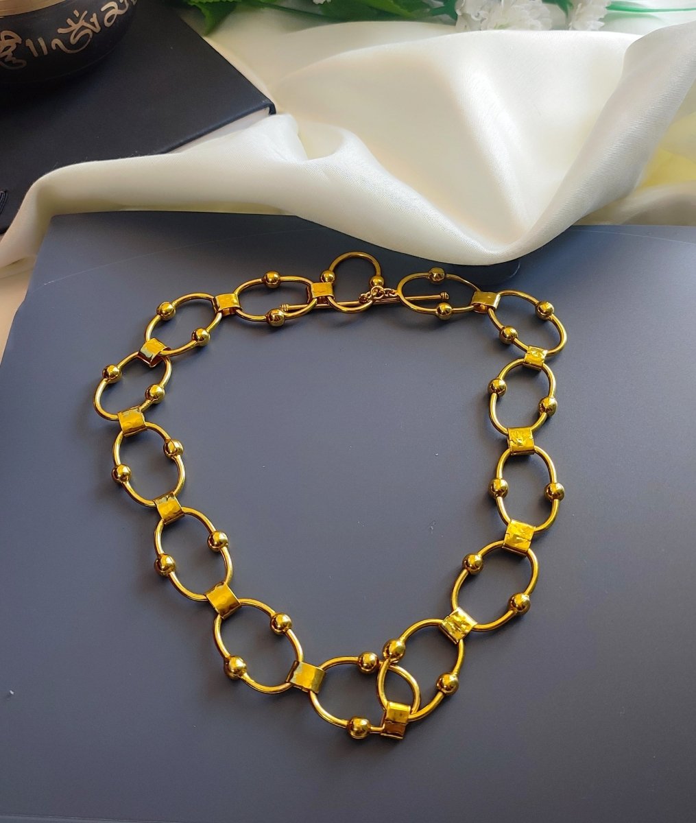 Radiant Brass Chainlink Necklace - Jiaarajewellery