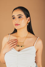 Rawstone glow 5 Stone drop Necklace Set - Jiaarajewellery