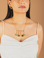 Rawstone glow 5 Stone drop Necklace Set - Jiaarajewellery