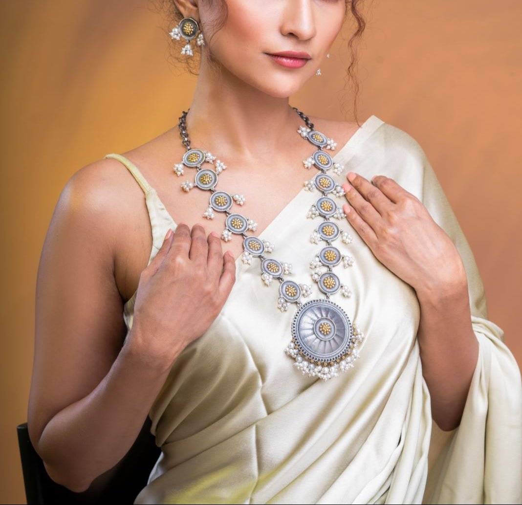 Royal Radiance: Oxidized Necklace Set for Bold Souls - Jiaarajewellery