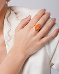 Royal Solar Druzy Brass Orange Ring - Jiaarajewellery