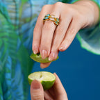Semi precious stones double ring - Jiaarajewellery