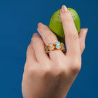 Semi precious stones double ring - Jiaarajewellery