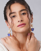 Solar Druzy dual color Blue Drop Earrings - Jiaarajewellery
