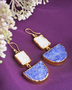 Solar Druzy dual color Blue Drop Earrings - Jiaarajewellery
