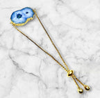 Solar Druzy Stone Chain Rakhi- Blue - Jiaarajewellery