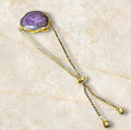 Solar Druzy Stone Chain Rakhi- Purple - Jiaarajewellery