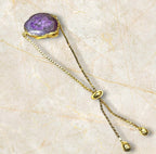 Solar Druzy Stone Chain Rakhi- Purple - Jiaarajewellery