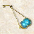 Solar Druzy Stone Chain Rakhi- Turquoise - Jiaarajewellery