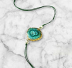 Solar Druzy Stone Thread Rakhi - Green - Jiaarajewellery