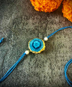 Solar Druzy Stone Thread Rakhi - Green - Jiaarajewellery