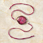 Solar Druzy Stone Thread Rakhi - Ruby - Jiaarajewellery