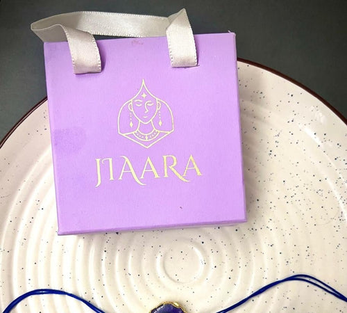 Solar Druzy Stone Thread Rakhi - Ruby - Jiaarajewellery