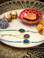 Solar Druzy Stone Thread Rakhi - Ruby - Jiaarajewellery