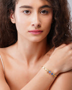 Solstice Royal Blue Solar Druzy & Crystal Cuff Bracelet - Jiaarajewellery