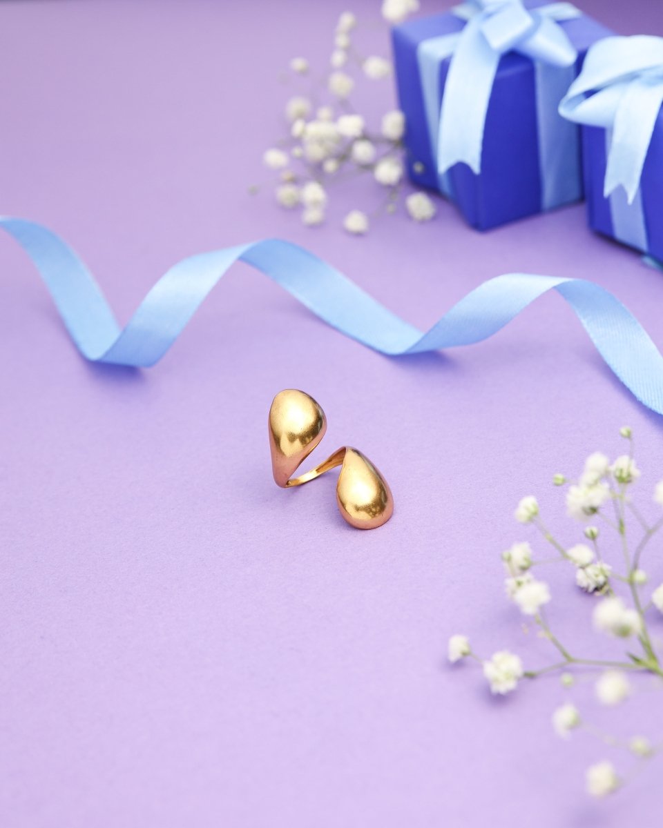 Spiral Adjustable Gold Tone Ring - Jiaarajewellery