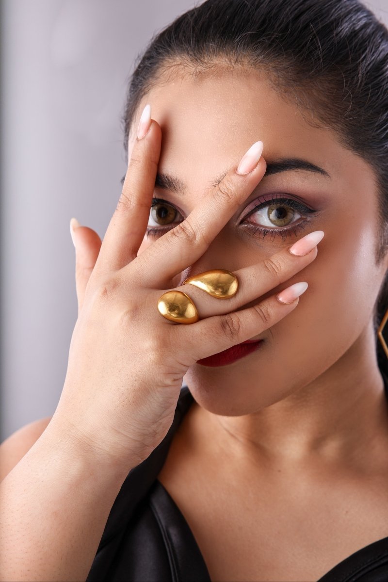 Spiral Adjustable Gold Tone Ring - Jiaarajewellery