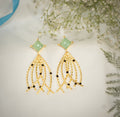 Square Stone waterfall Geometric Earrings - B - Jiaarajewellery